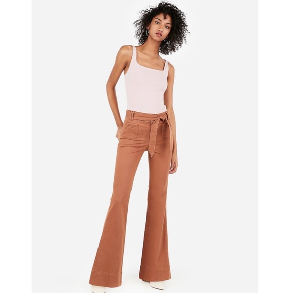 belted flare pants